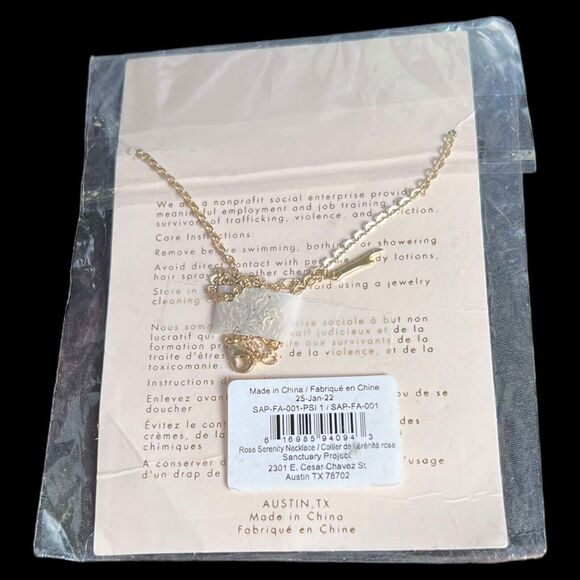 Sanctuary Project’s Round Rose Quartz Serenity Gold Tone Chain Necklace - Picture 3 of 4